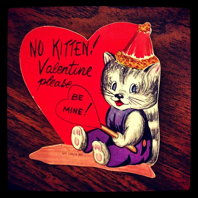 Vintage Valentine's Day cards from the 40's-50's now available...pretty adorable, lots of different styles #valentine #kitten #vintage #love #valentinesday #seattle #1940 #1950